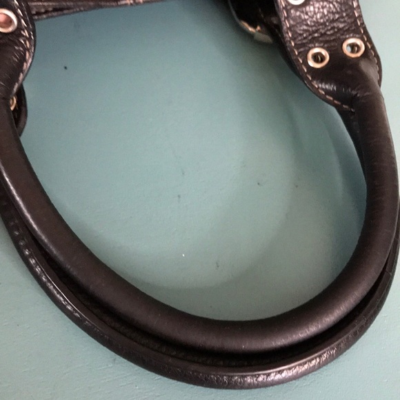 Tignanello black leather square two handle satchel purse - Picture 12 of 15